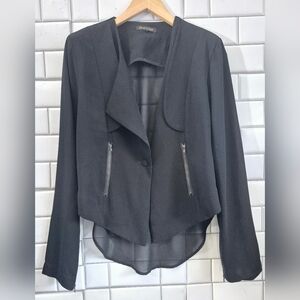 Kiwi Tucker Ladies Black Lightweight Jacket With Sheer Back One Button Front Zip